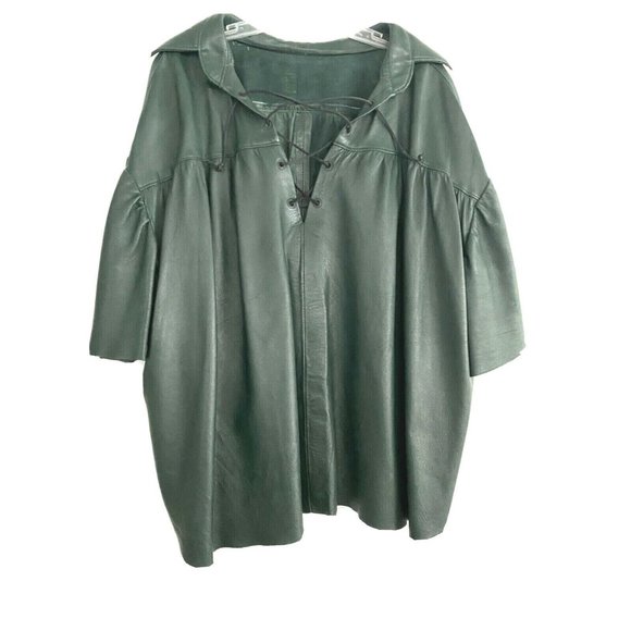 RAVEN WWF Wrestling Original 3XL Green LEATHER Shirt ECW NWA WWE WCW - Picture 2 of 8